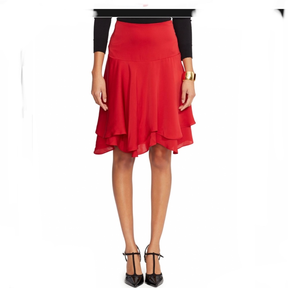 100% Silk Red Skirt Lauren Ralph Lauren Size 6 New - Picture 11 of 11